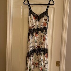 Joie Floral Maxi Dress with Black Lace